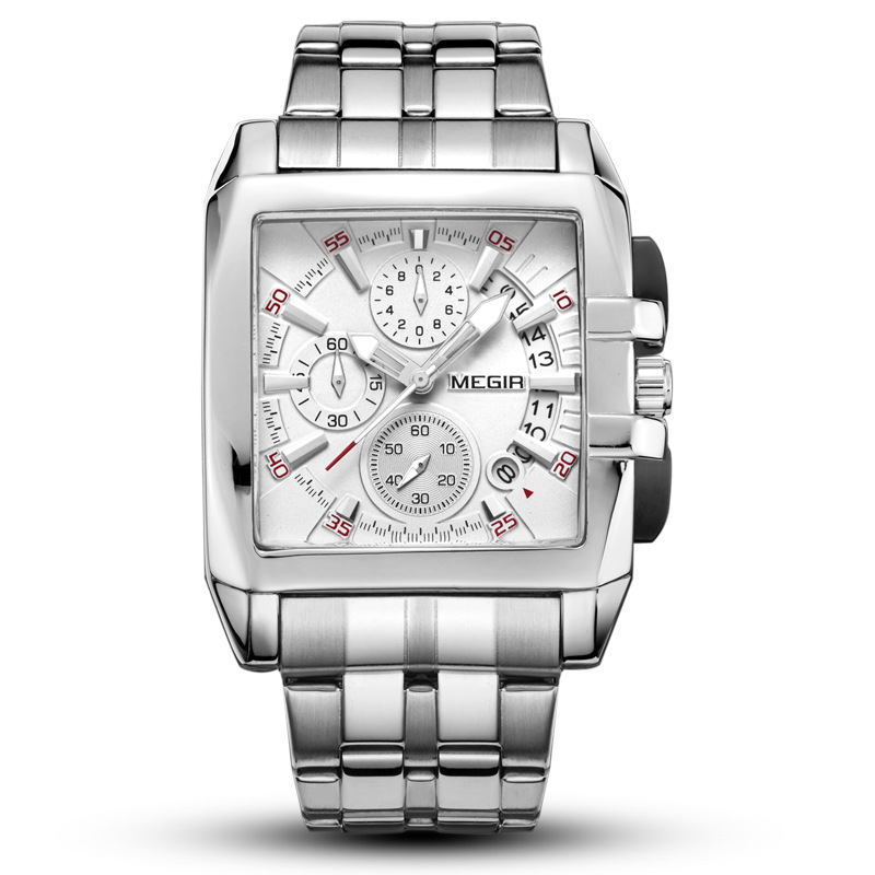one piece dropshipping popular megir megir men's steel strap watch sports outdoor men's square watch 2018 details Picture