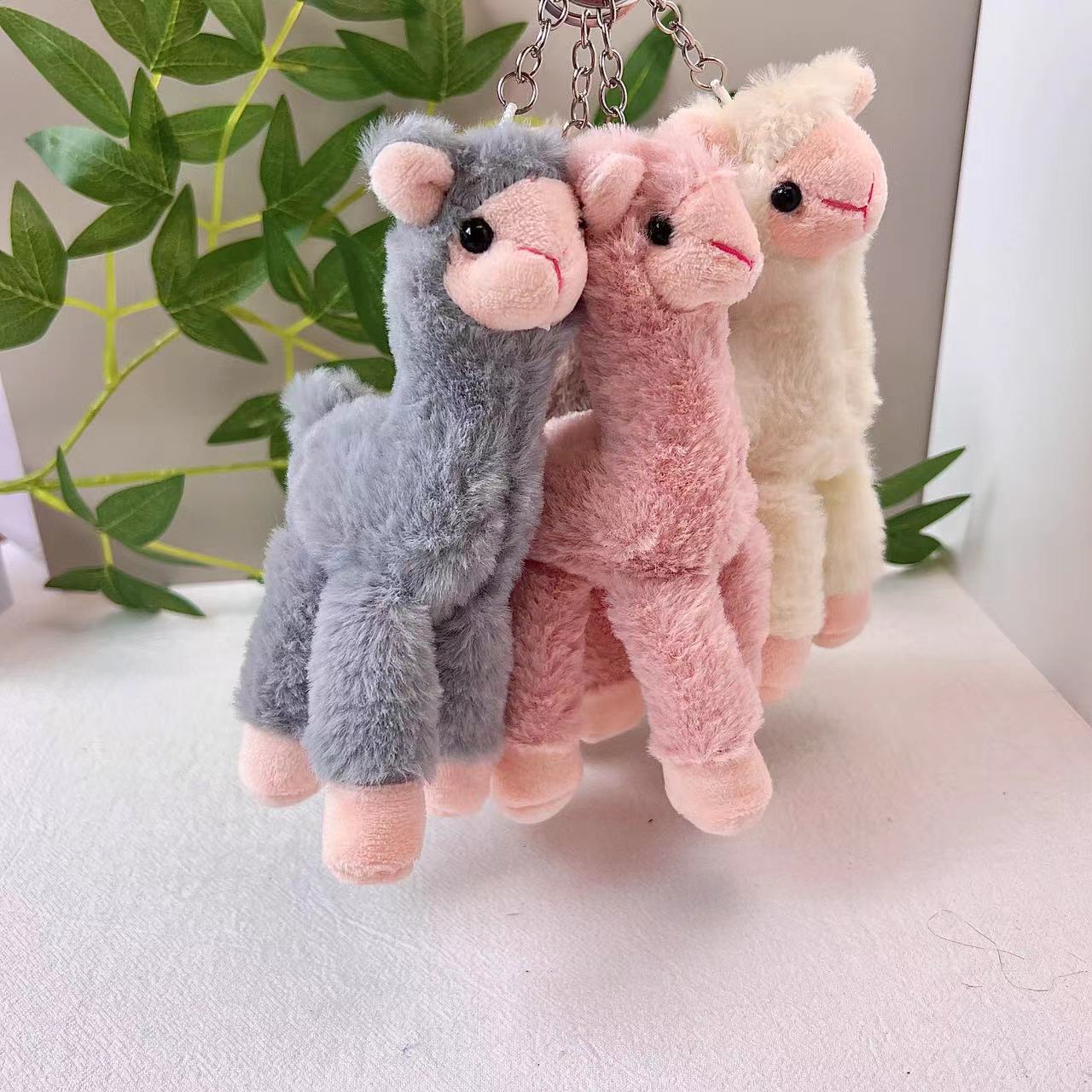 Cross-border customized cute and popular alpaca pendants, plush toys, figurines, mini keychains, cartoon schoolbags details Picture