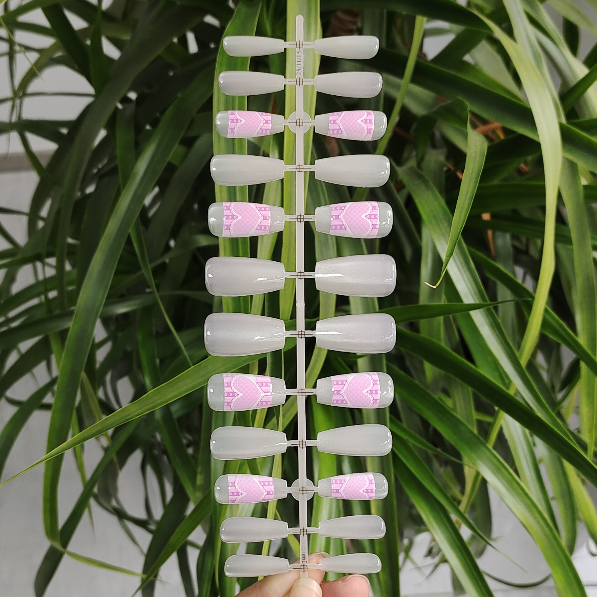 24 PCS PRESS ON NAIL TIPS MEDIUM COFFIN SHAPE CAT EYE AND PRINTING CRAFT WITH LOVE PATTERN full figure