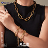 mioli minimalist style metal ring buckle cuban thick chain bracelet necklace 18k gold plated stainless steel jewelry Item Picture