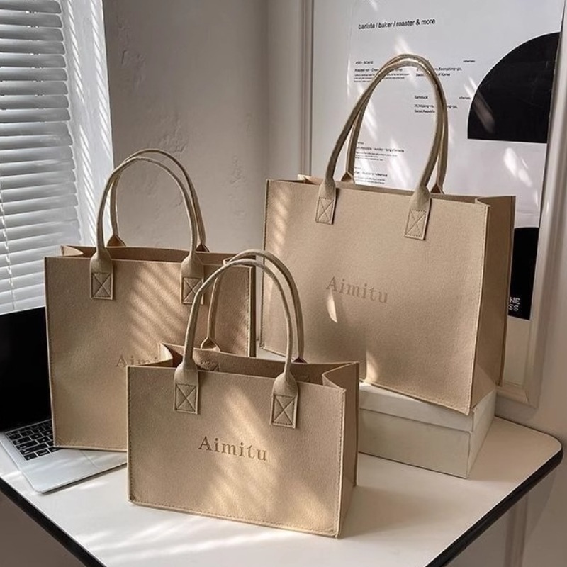 all-matching new felt handbag one-shoulder tote large-capacity shopping gift bag cross-border felt bag enterprise customization Specification drawing