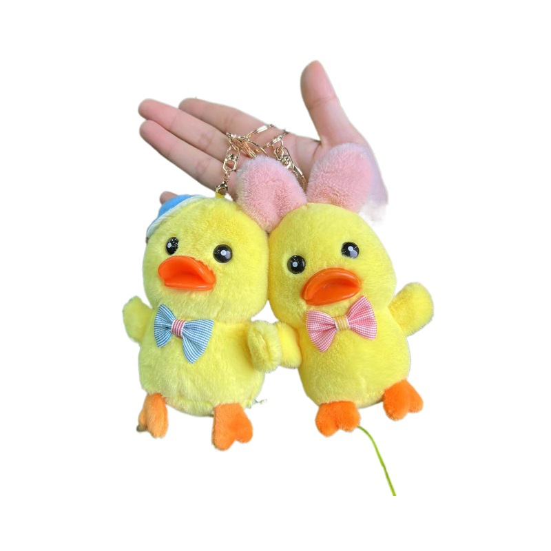 Internet-famous cute couple duck plush toy pendant, bow, big-billed duck schoolbag, plush claw machine doll
