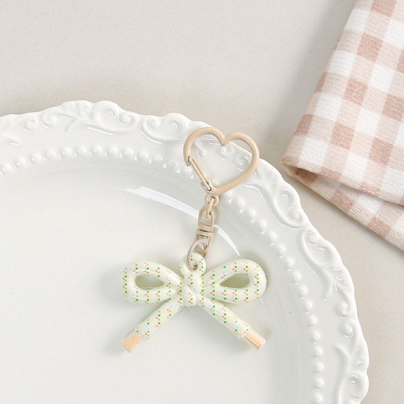 dopamine colorized decorative design bow sweet lovely key buckle bag accessories decorative pendant small gift accessories Item Picture