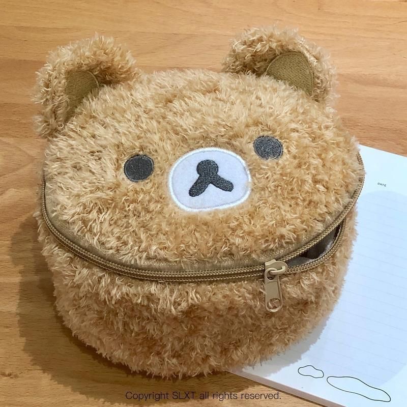 japanese pine bear plush bag cosmetic bag portable and cute large capacity wash bag polaroid ccd storage bag details Picture