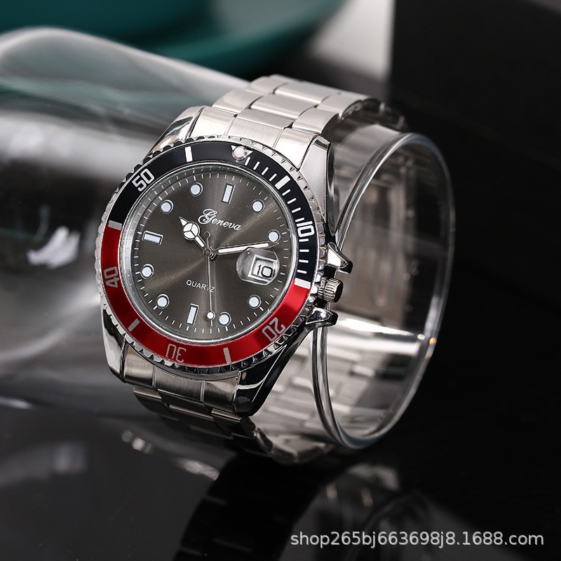 factory in stock supply black water ghost watch men's luminous water stainless steel with calendar men's watch quartz non-mechanical details Picture