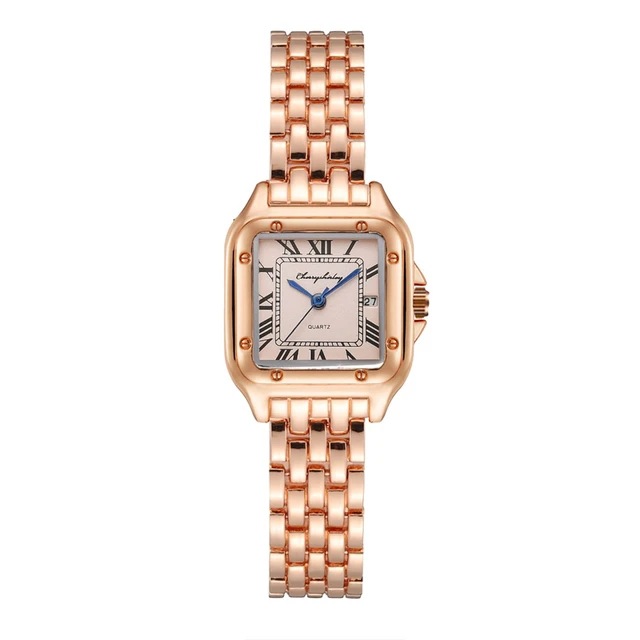 hot-selling new products square simple design couple quartz watch fashion stainless steel women's watch set details Picture