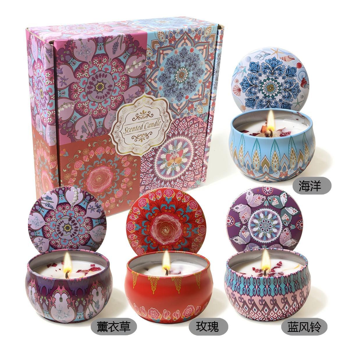 4-piece gift box cross-border dry flower fragrance candle birthday gift hand gift flower fragrance incense Item Picture