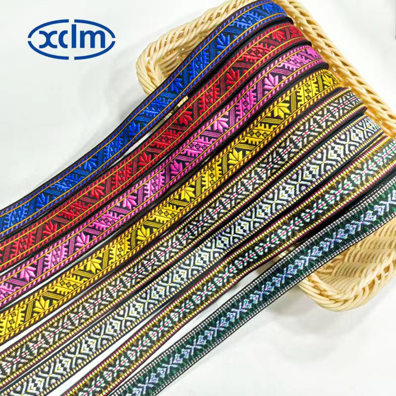 2.5cm ethnic jacquard lace embroidered webbing, elastic accessories for ethnic minority Miao decorative clothing diy handicraft details Picture