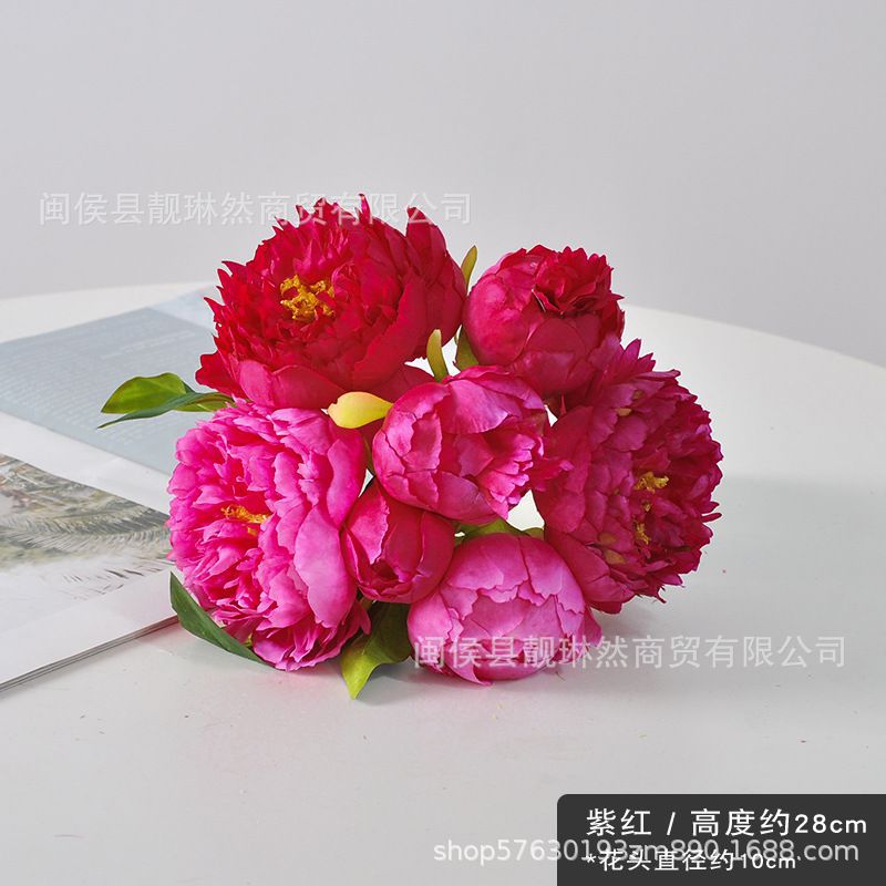 model room soft decoration props simulation double petal peony fake flower simple nordic decoration simulation bouquet bundle peony Specification drawing