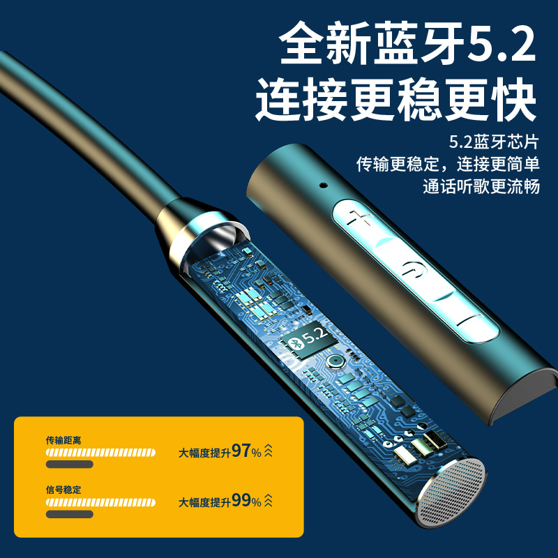 strictly selected bluetooth wireless headset halter sports binaural in-ear neck hanging ultra-long standby endurance factory wholesale details Picture