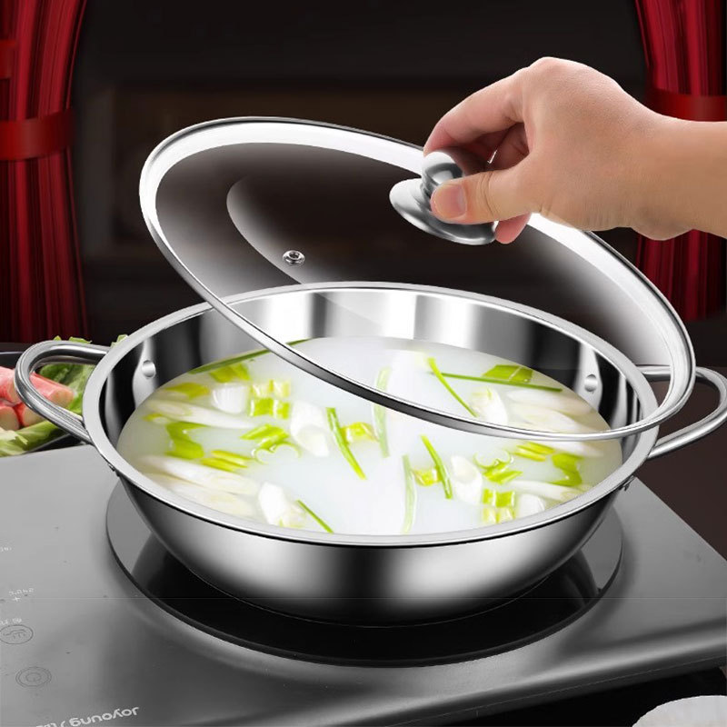 two-flavor hot pot thickened and large-capacity soup pot commercial pot household stainless steel shabu-shabu cooker universal pan hot pot details Picture