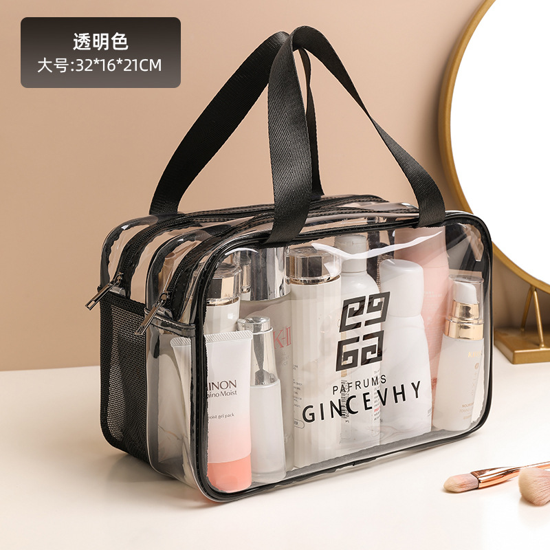 pvc double layer dry wet separation swim bag thick compartment transparent bath waterproof gym bag wash bag cosmetic bag details Picture