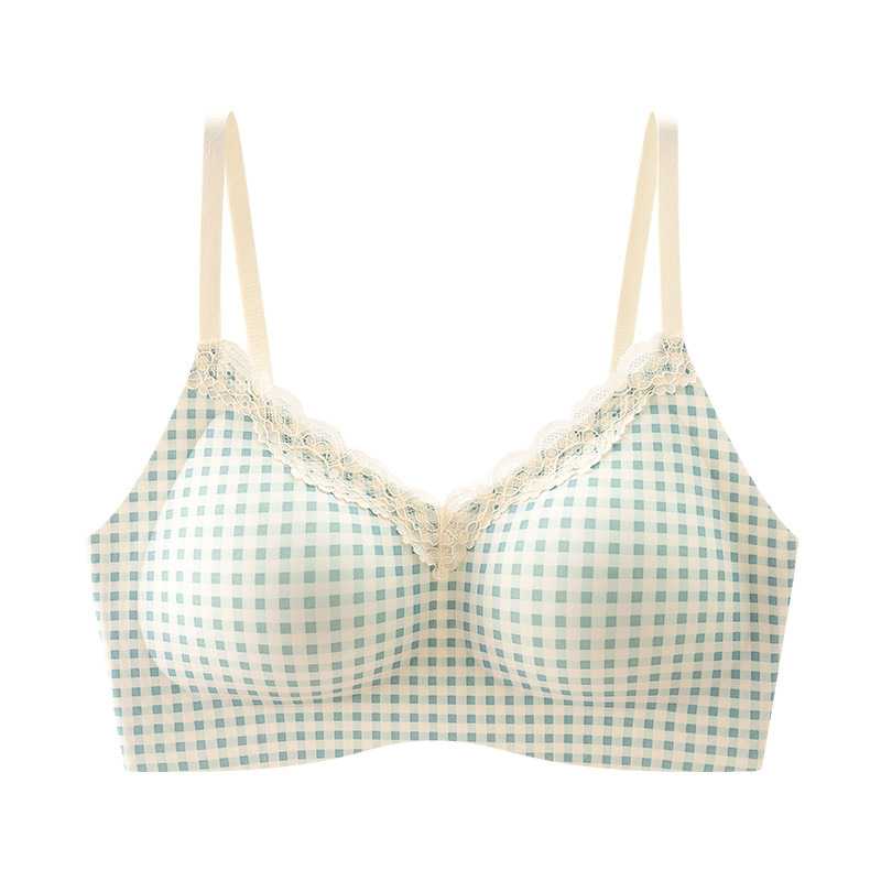 shufulei pure floral underwear women's small chest push up wireless soft support anti-sagging sweet thin bra details Picture