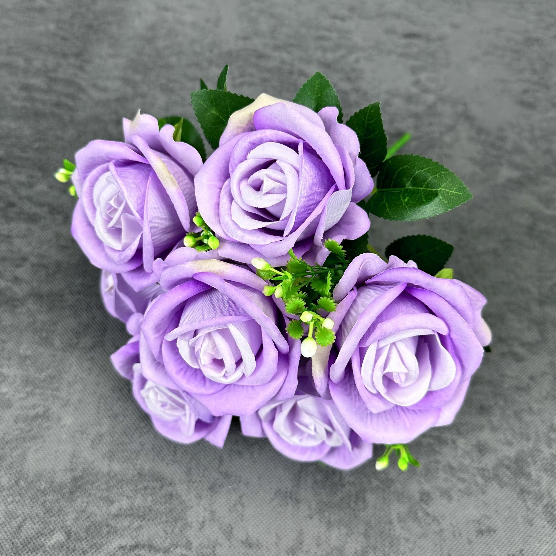 artificial rose 7 headband flannel red rose home wedding decorations arrangement cross-border decoration fake flower wholesale Application Scenario