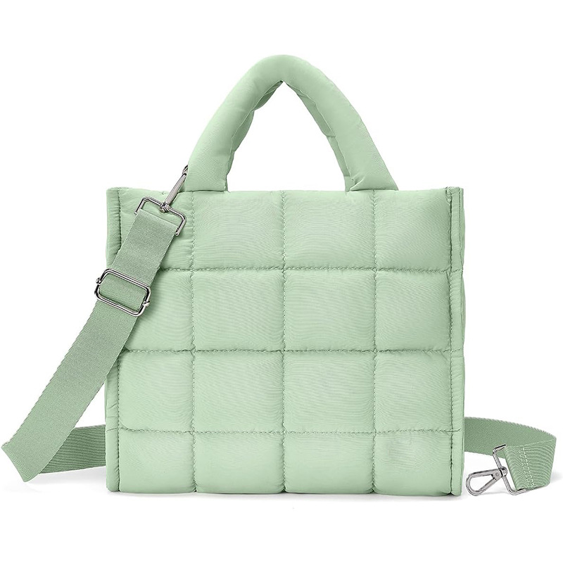 new square plaid quilted crossbody bag soft feeding cotton handbag lightweight fluffy shoulder bag suitable for travel Application Scenario