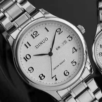 dinuo new watch wholesale steel band dinuo men's and women's watch double calendar digital quartz couple's watch 8015 details Picture