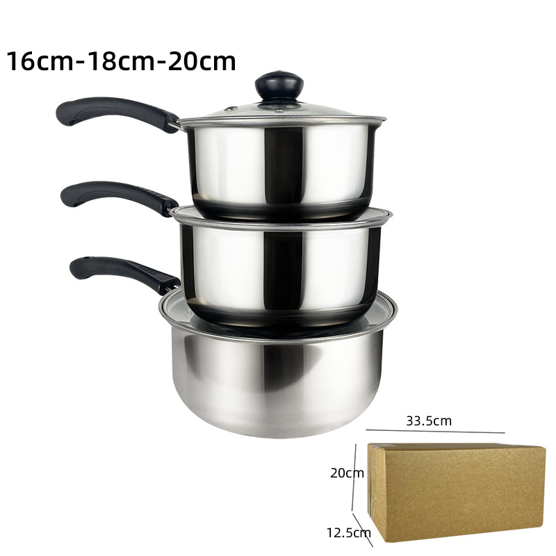 stainless steel 6 pieces set pot cross-border foreign trade milk pot soup pot match sets thickened kitchen combination pot set pot full figure
