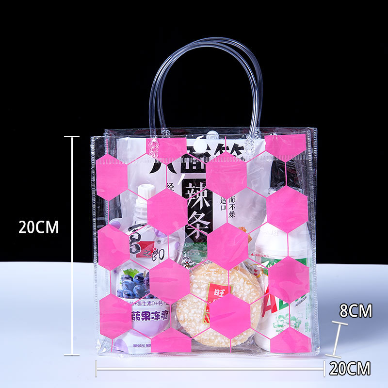 pvc transparent handbag custom printed logo hand gift high sense wedding candy gift hand bag custom full figure