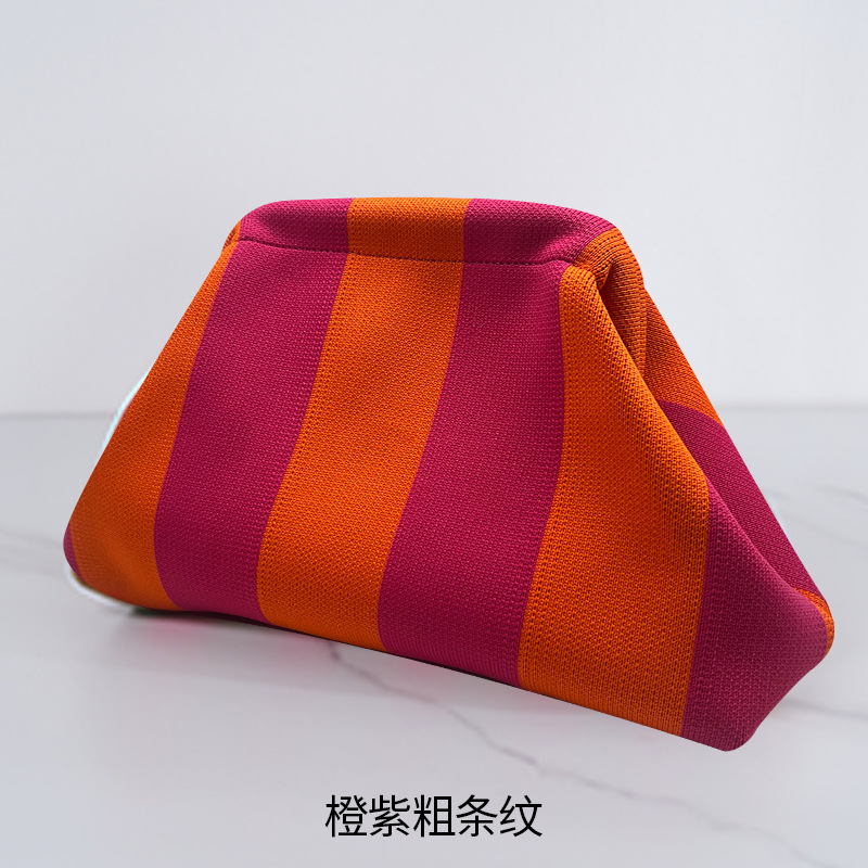 cross-border hot women's striped beach bag flying woven bag girls' commuter's all-matching striped cloud bag flying woven clutch Application Scenario