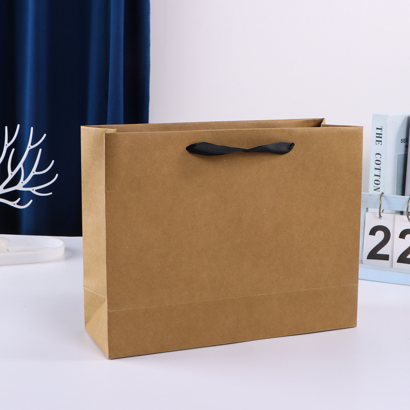 clothing store handbag customized printable logo ornament beauty shop gift bag take-out shopping kraft paper bag spot details Picture