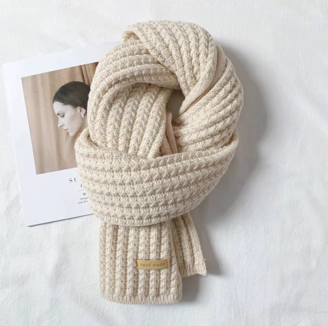 new korean classic houndstooth double-sided scarf autumn and winter thermal knitting scarf all-matching couple trend wholesale Specification drawing