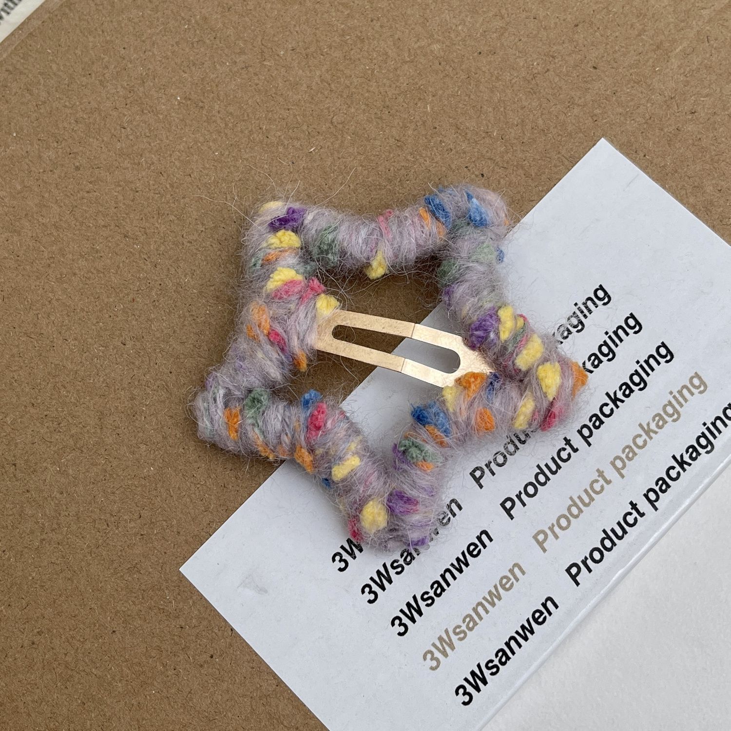 limited romance ~ handmade five-pointed star wool cropped hair clip headdress autumn and winter forehead bang clip side bb hairpin ins full figure