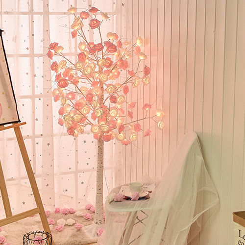 source factory valentine's day led rose birch tree lamp bedside floor lamp living room internet celebrity bedroom live room Specification drawing