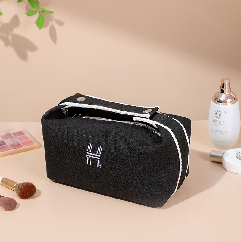 simple and portable wash bag waterproof dustproof travel buggy bag japanese large capacity canvas portable cosmetic bag full figure