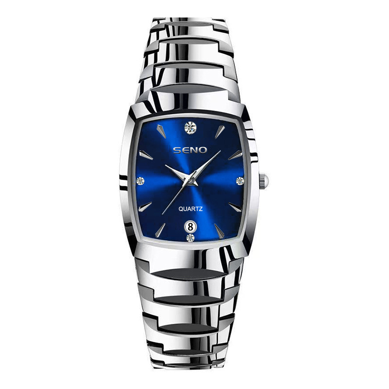 new men's steel strap watch square men's watch business waterproof calendar quartz watch cross-border generation watch Specification drawing