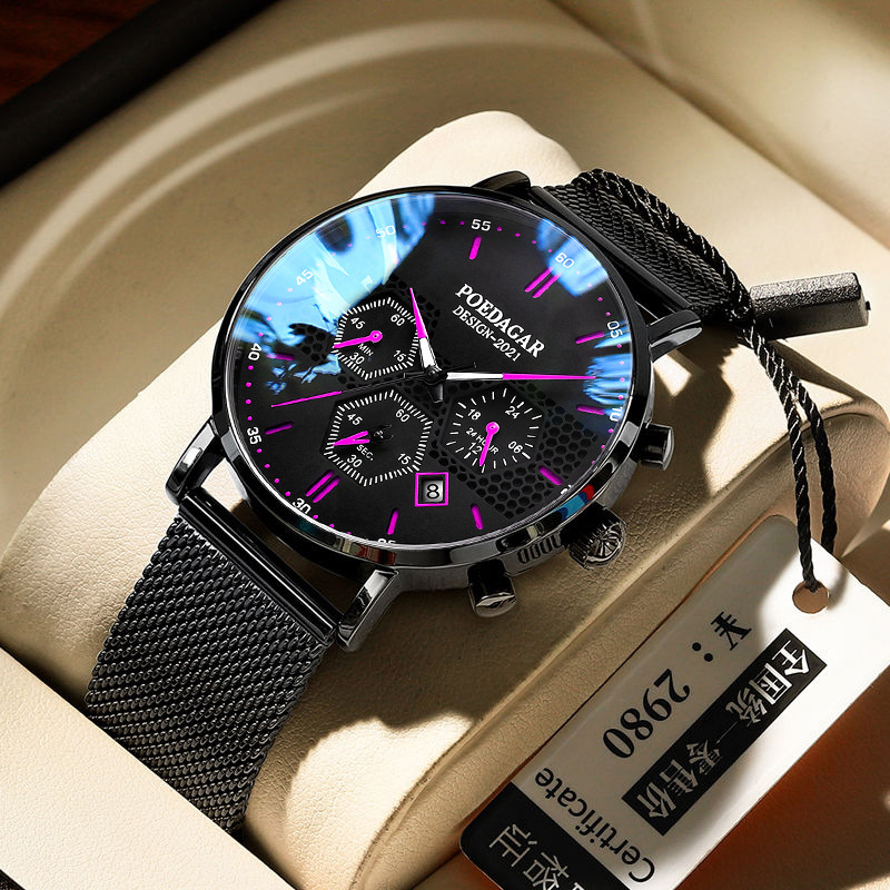 swiss brand men's watch multi-functional waterproof luminous quartz watch tiktok hot sale at aliexpress one piece dropshipping full figure