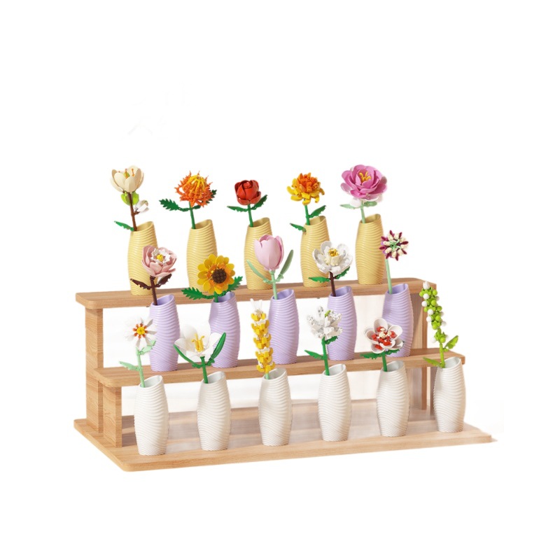 compatible with lego simulation building blocks flower single stem assembled preserved fresh flower bouquet handmade children's toys girls valentine's day gift Item Picture