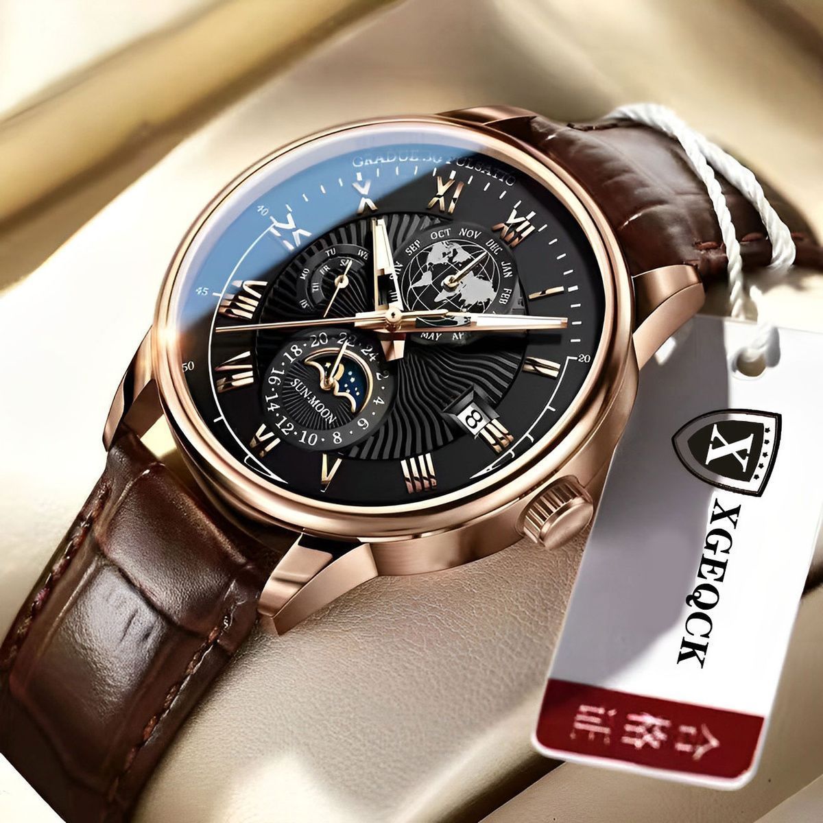 brand men's watch business high-end handsome non-mechanical watch new luminous calendar genuine leather cool boys watch Application Scenario