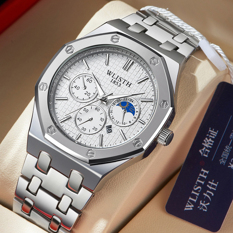 swiss brand retro classic watch waterproof men's watch business steel belt quartz watch foreign trade watch men's watch details Picture