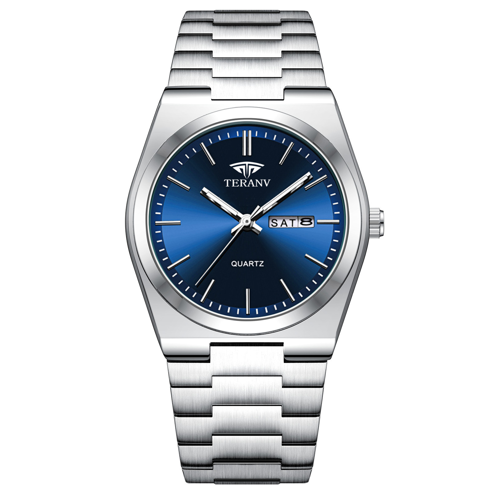 ultra-thin stainless steel men's steel strap watch non-mechanical luminous calendar waterproof fashion men's watch foreign trade popular style Item Picture
