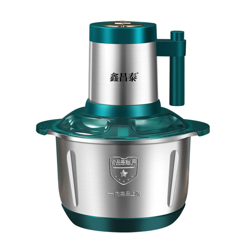 xinchangtai 5 liter full steel cup mincing machine dough multi-function meat grinder minced garlic chili pepper mixer household meat grinder Item Picture