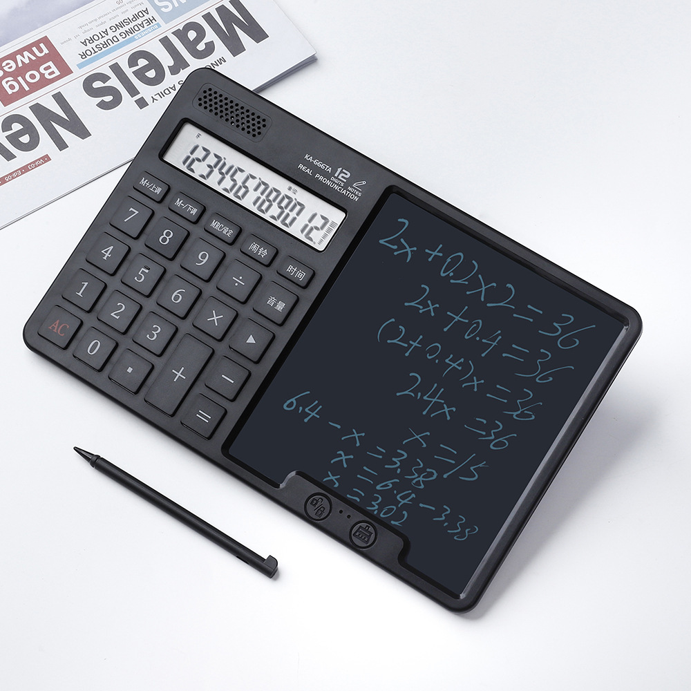 voice calculator large screen 12-digit digital display accounting arithmetic office calculator writing draft handwriting board computer details Picture