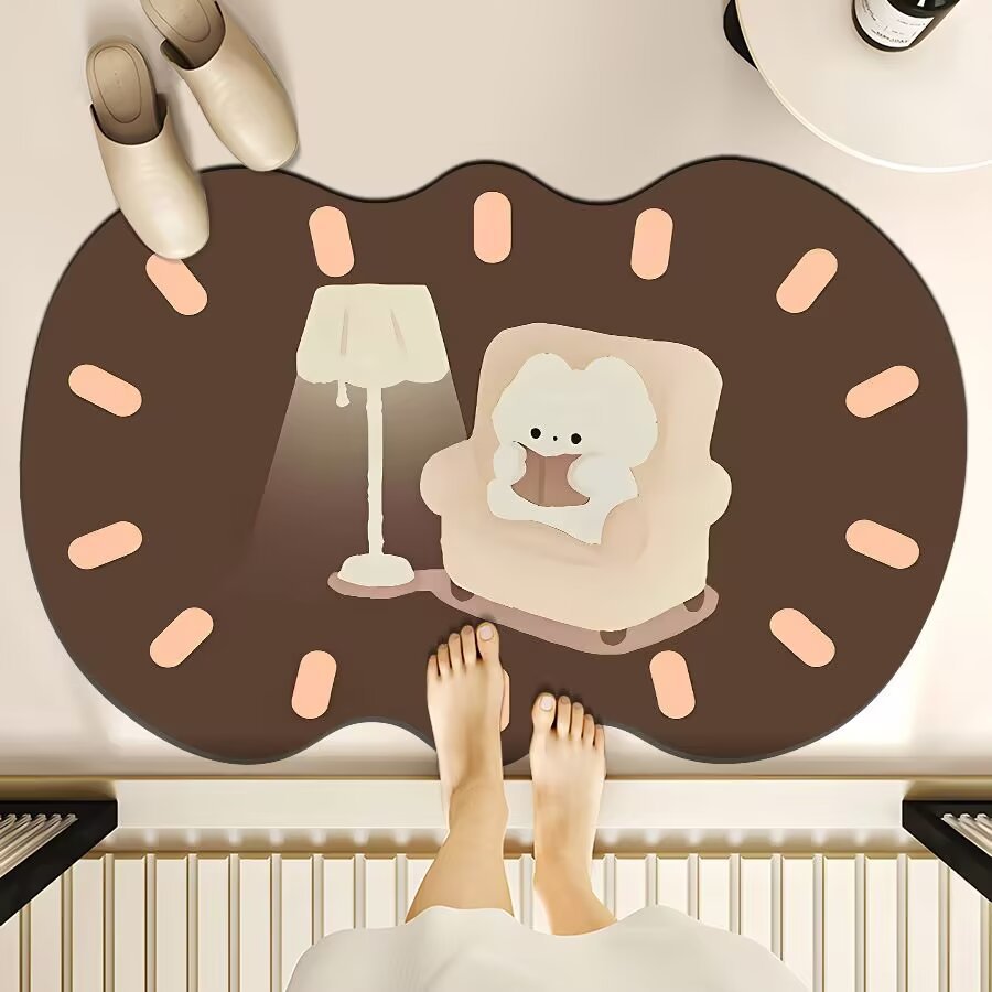 cartoon diatom ooze style floor mat home bathroom floor mat water-absorbing quick-drying bathroom step mat entrance door door mat details Picture