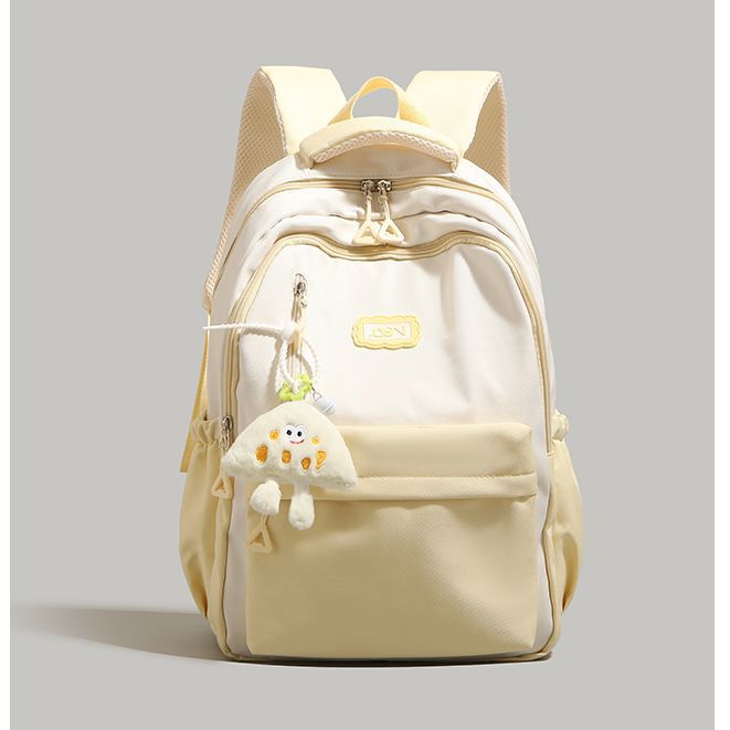 high-grade contrast color backpack 2025 new fashion female college student schoolbag large-capacity backpack short-distance travel bag full figure