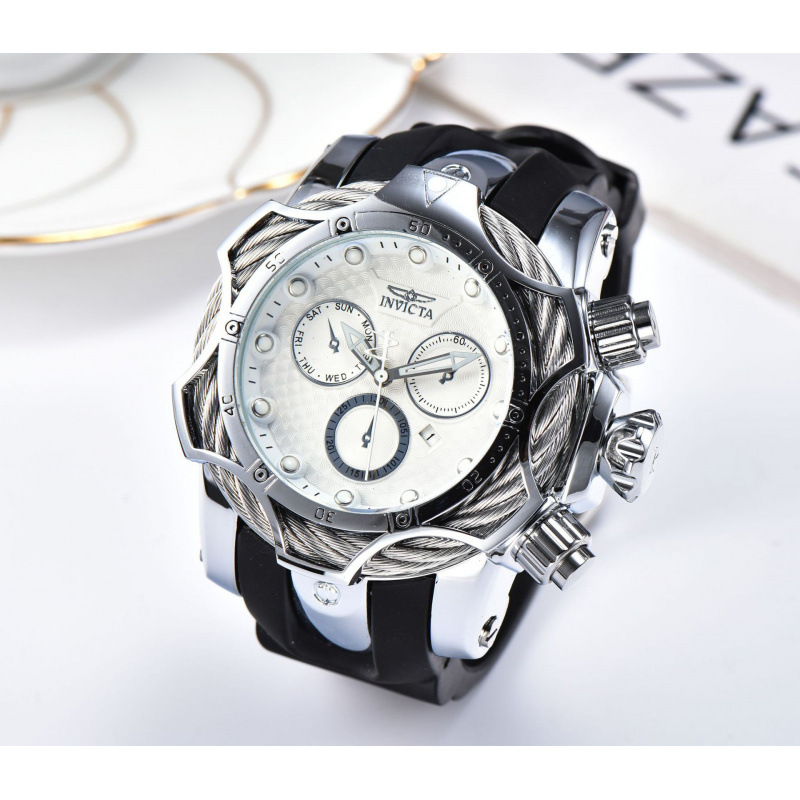 2020 high quality foreign trade invicta large dial steel belt quartz men's watch Specification drawing