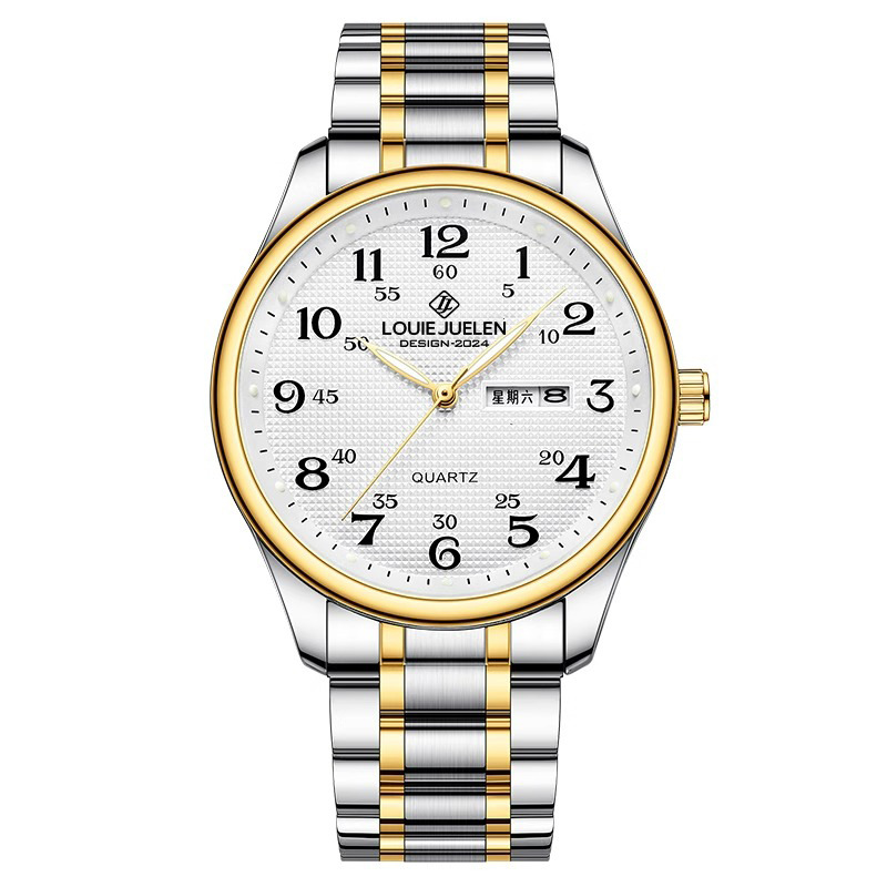 louis jilun cross-border hot sale big word watch for the elderly couple waterproof luminous calendar watch quartz watch factory full figure