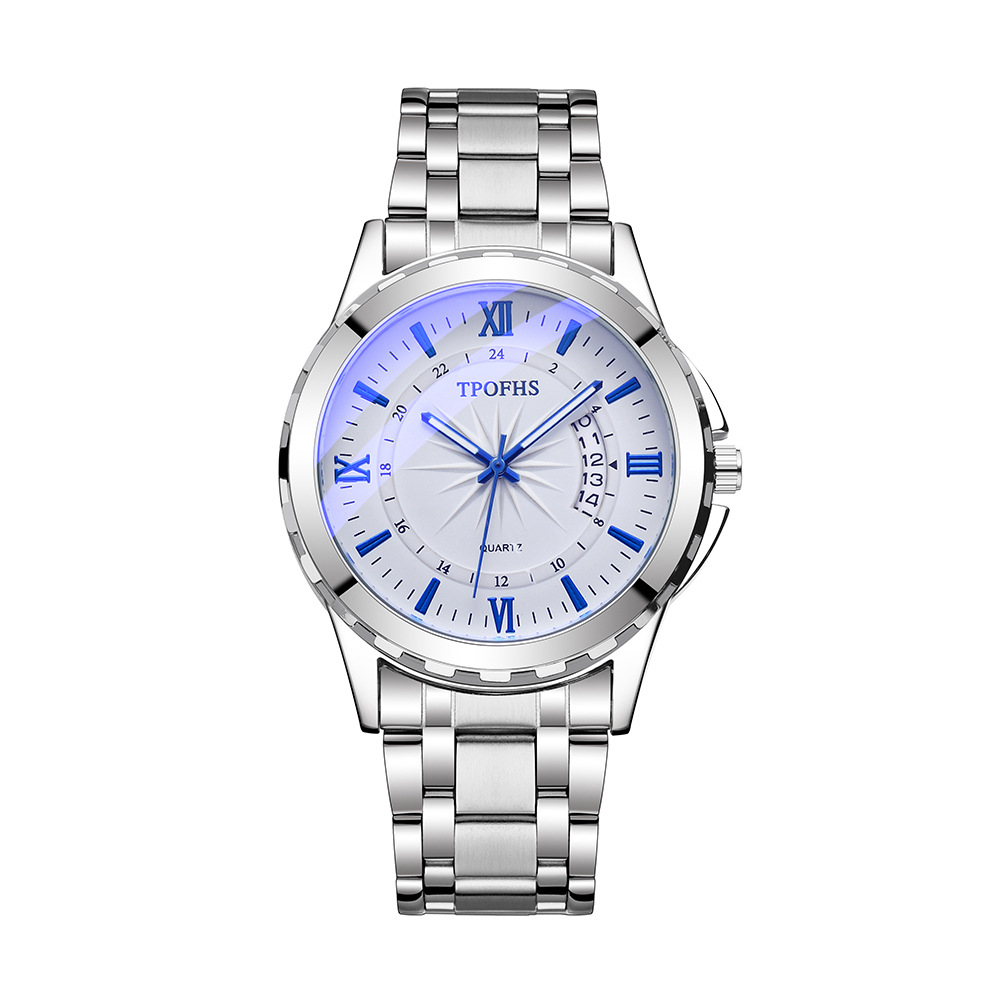 tpofhs new factory direct supply men's watch waterproof men's watch blue light steel belt calendar watch men's high sense full figure