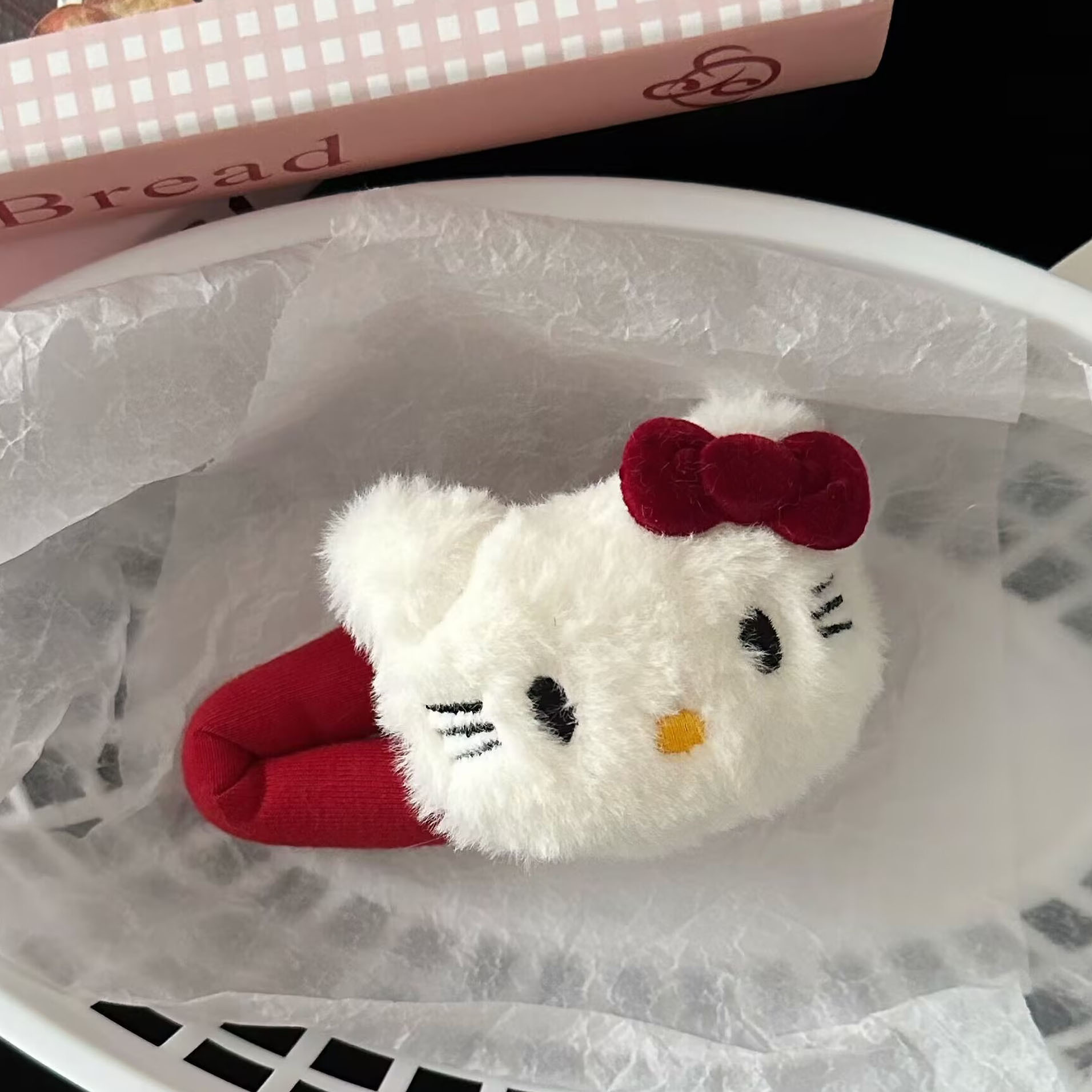 women's autumn and winter cute red bow tie  butter bear bb hairpin hair ring sweet girl side plush headdress Specification drawing