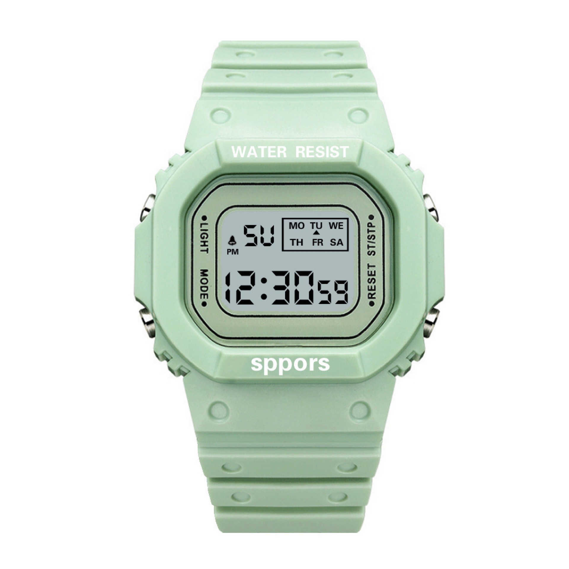 matcha green solid color square couple led electronic watch multi-functional male and female middle school students luminous fashion electronic hand full figure