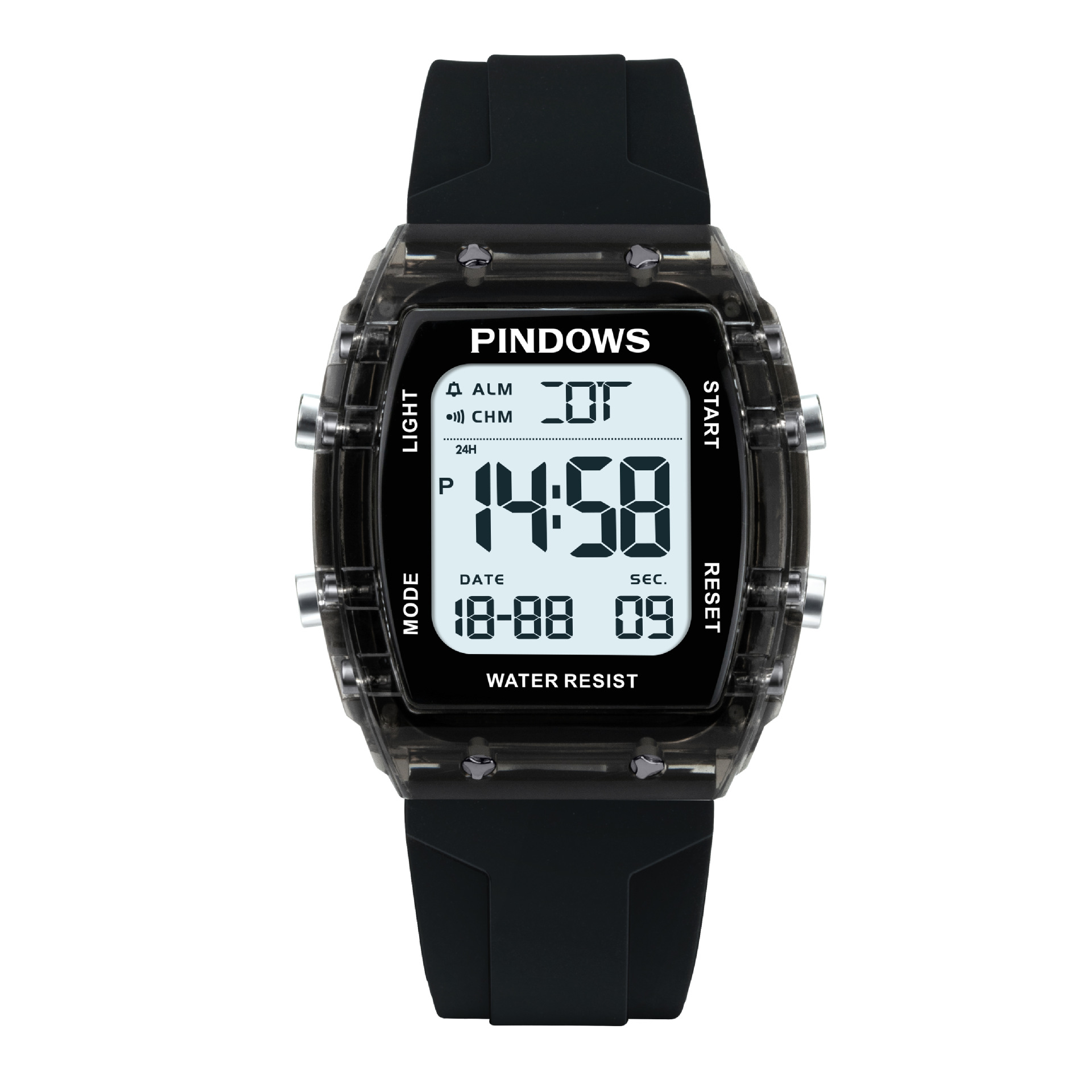 fashion led alarm clock calendar week skin-friendly strap 50 m waterproof student electronic watch foreign trade full figure