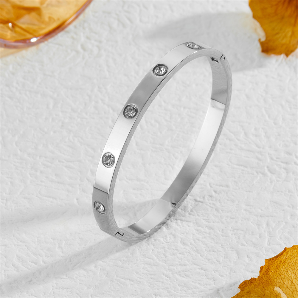 titanium steel fashion couple ten diamond titanium steel bracelet trendy starry sky full diamond titanium steel jewelry nail stainless steel bracelet full figure