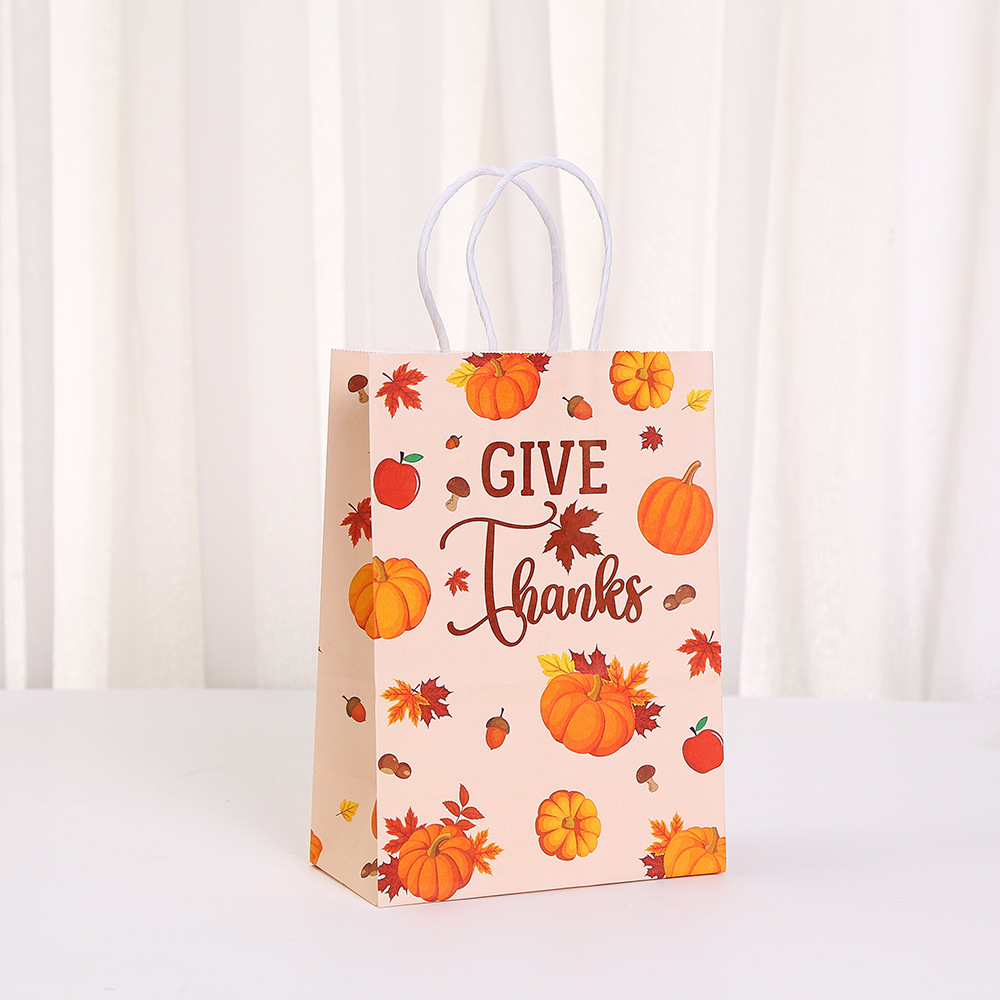 thanksgiving kraft paper bag cartoon character printed logo gift bag wholesale tote bag party gift packaging Application Scenario