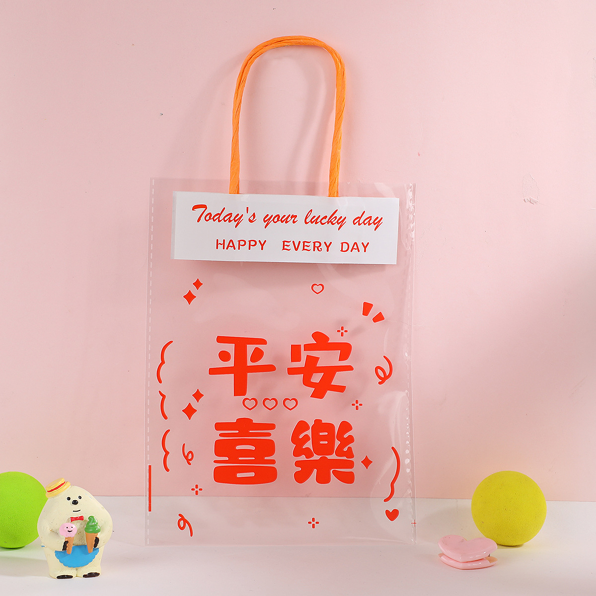 holiday gift bag transparent greeting snack packing bags hand gift handbag packing bag christmas gift bag details Picture