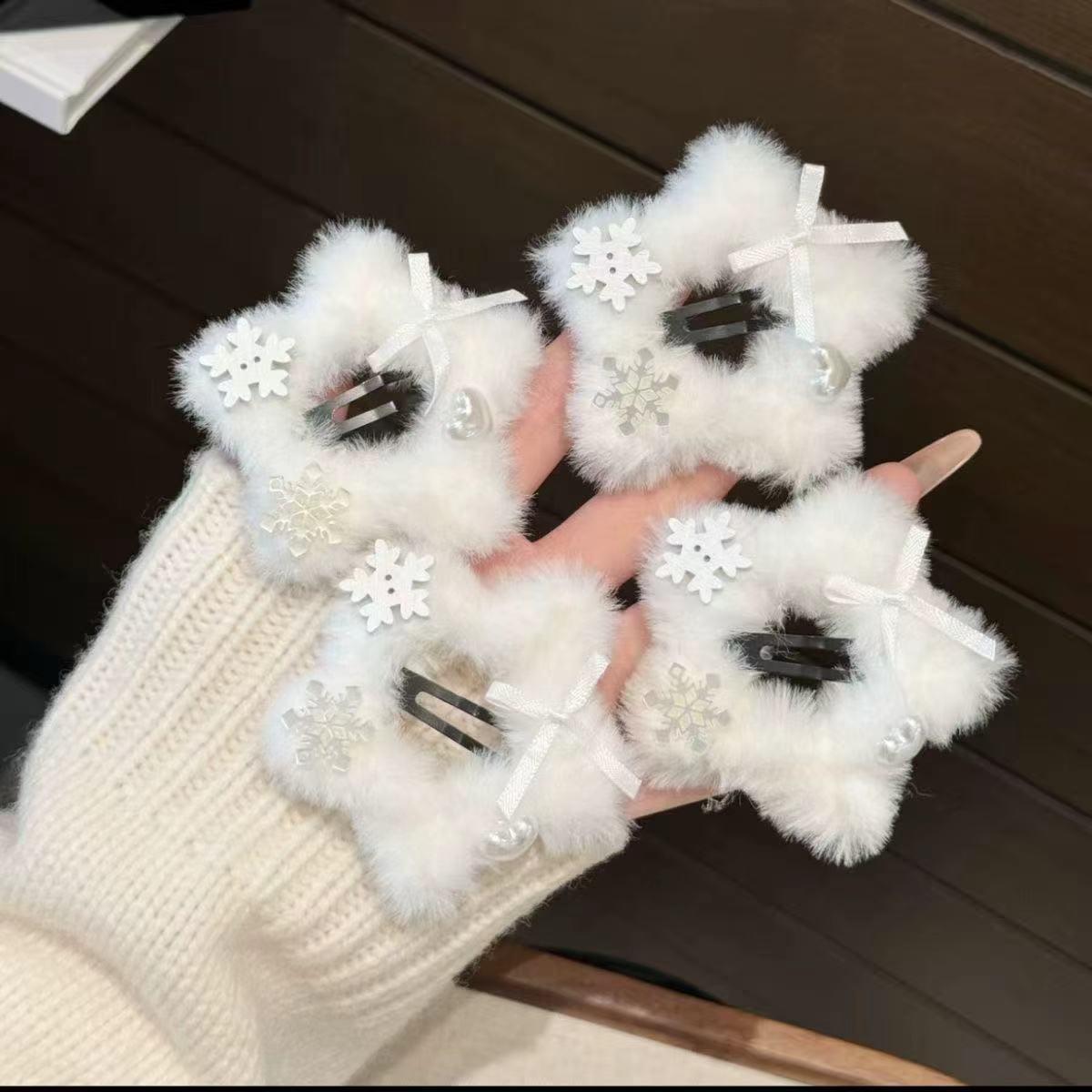 儿童花朵发卡针织发夹卡片装饰可爱头饰发饰品女童发卡夹儿童发卡
