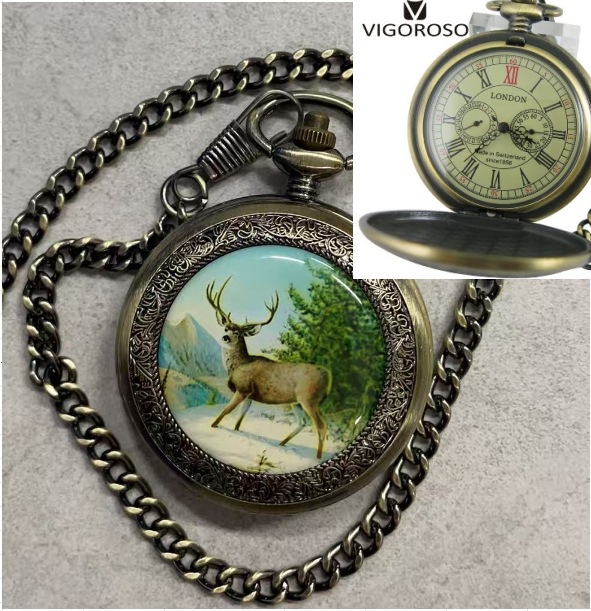 metal white polished double open cover mechanical pocket watch retro glossy student gift commemorative pocket watch details Picture