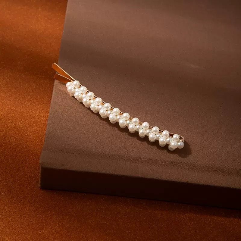 internet celebrity korean simple pearl bb clip handmade word clip bow hair clip women's side clip headdress barrettes wholesale full figure